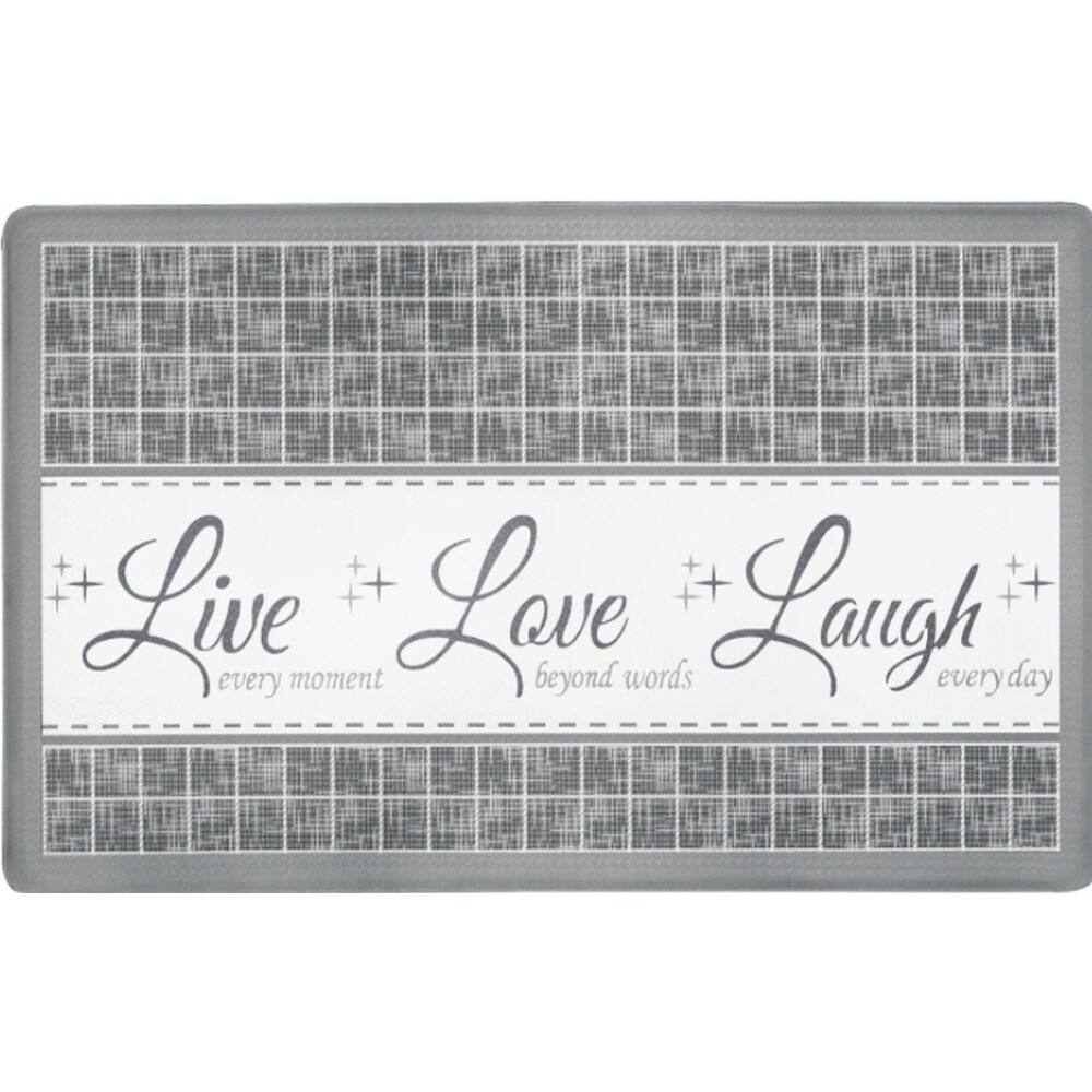 ANTI-FATIGUE NONSLIP FLOOR MAT (18" x 30") PVC, LIVE,LOVE,LAUGH,grey/gray, Achim